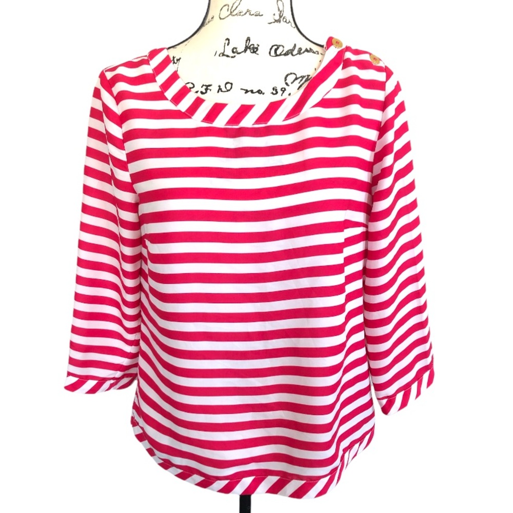 Tommy Hilfiger pink and white striped blouse